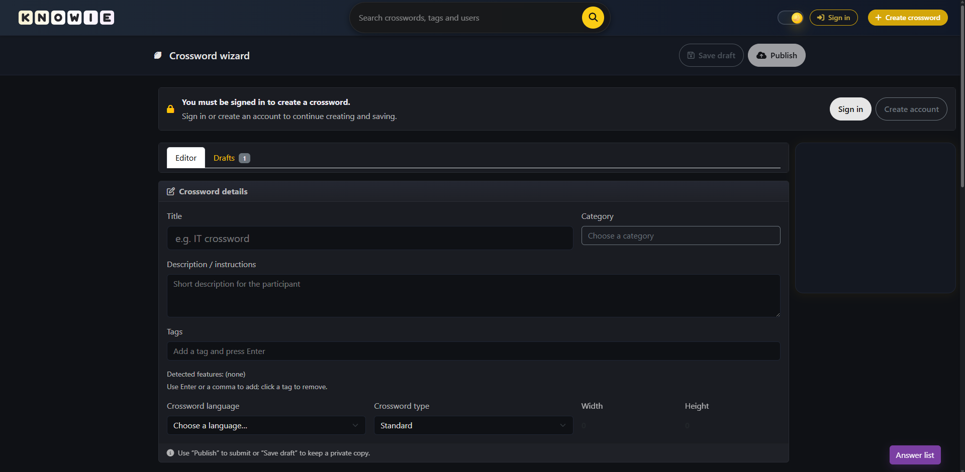 This is where it starts – fill in the basic details of your project.